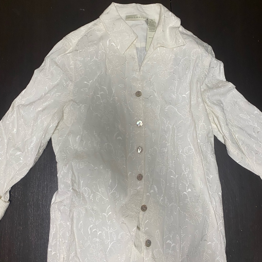 Appleseed's Ivory Embroidered Blouse